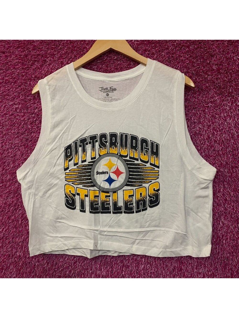 Junk Food Pittsburgh Steelers Football Cropped Sleeveless T-Shirt 2XL